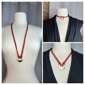 PLUNDER gold medallion on dark orange adjustable rope -15” adjustable length